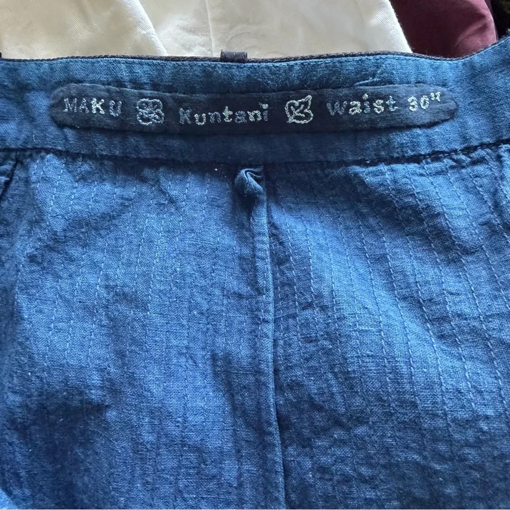Maku Textiles Kuntani Silk Cotton Dyed Pants Blue Size 30